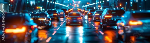 Engineers craft an autonomous vehicle that unexpectedly reduces urban congestion and emissions HUD icon of autonomous vehicles in futuristic colors, sharpen cinematic look photo