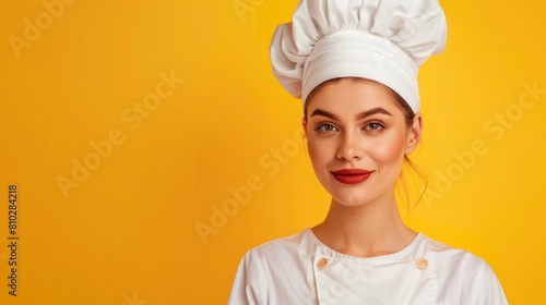 beautiful woman wearing chef clothes