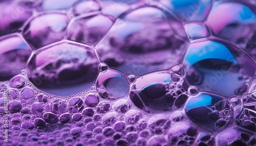creative abstract background of soapy purple color with bubbles refracting colors and tones blue pink and violet water soap generative ai