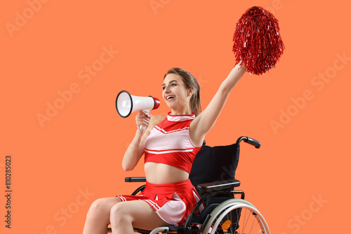 Young cheerleader in wheelc...
