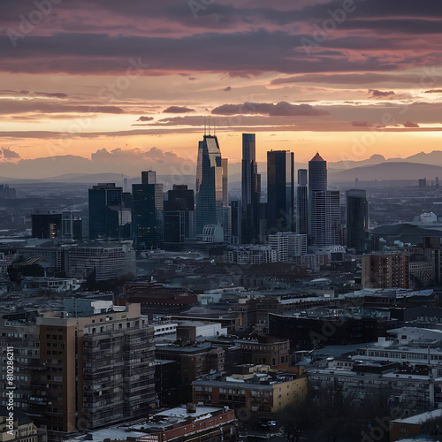 sunset over the city