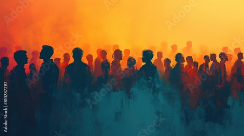 Group Backdrop, Silhouette of Diverse People Person Background, Portrait Backdrop, Authentic Crowd Community