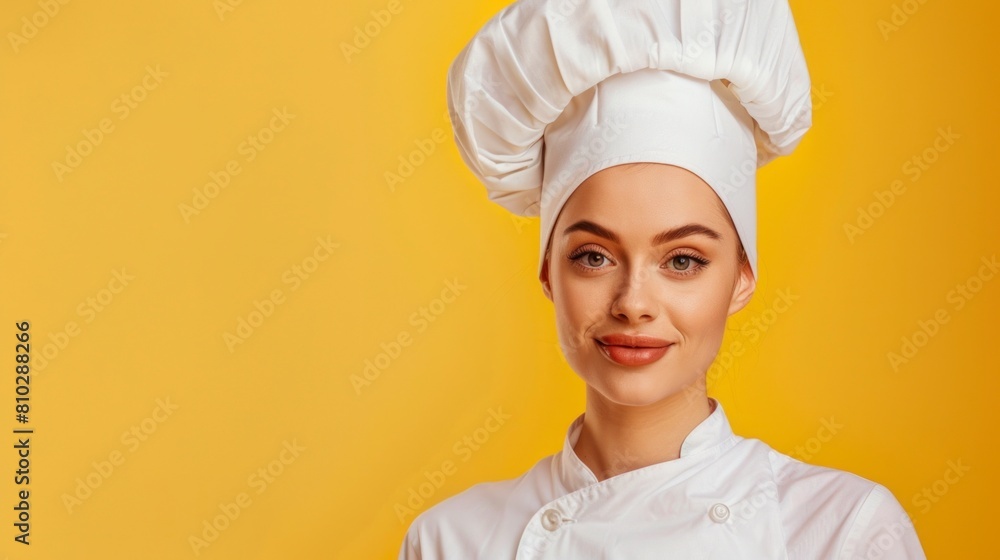 cute female chef with hat