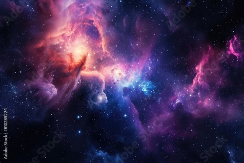 Epic cosmic nebula and twinkling stars. Illustration of a background with a majestic space theme.