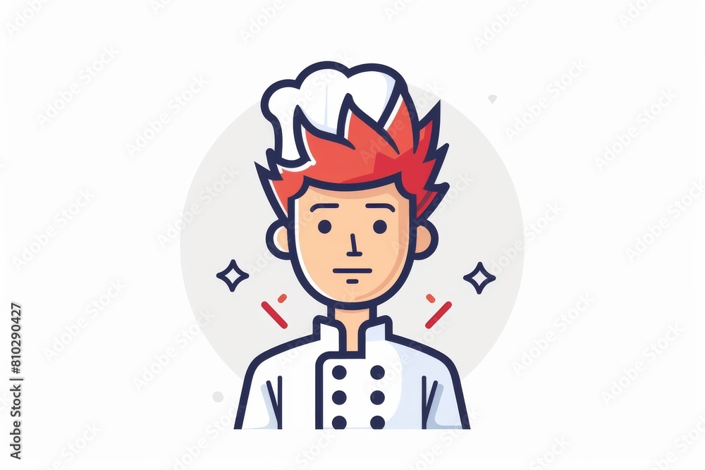 Obraz premium Vibrant illustration of a chef with flaming red hair, exuding confidence and creativity in a modern stylized kitchen setting