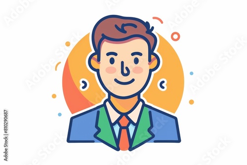 Happy, cartoon male character in a business suit, embodying a welcoming business atmosphere or customer service idea