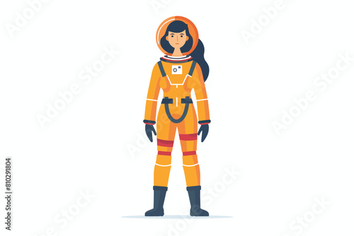 Woman in DIY spacesuit costume isolated vector style