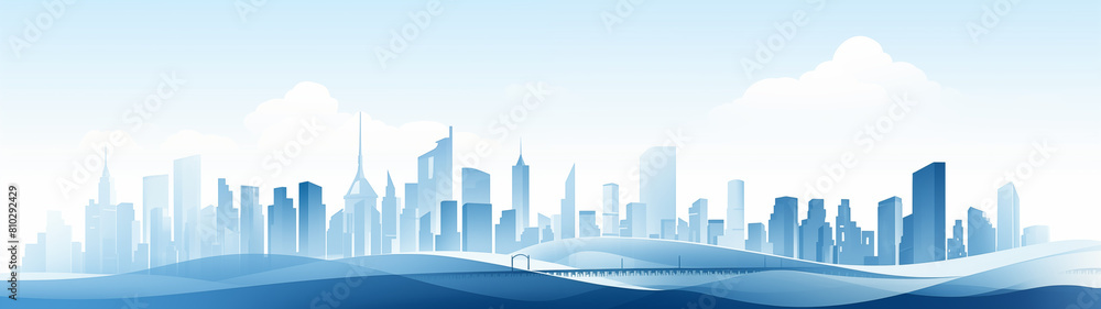 Naklejka premium Wintery Cityscape with Snowy Hills and Modern Architecture