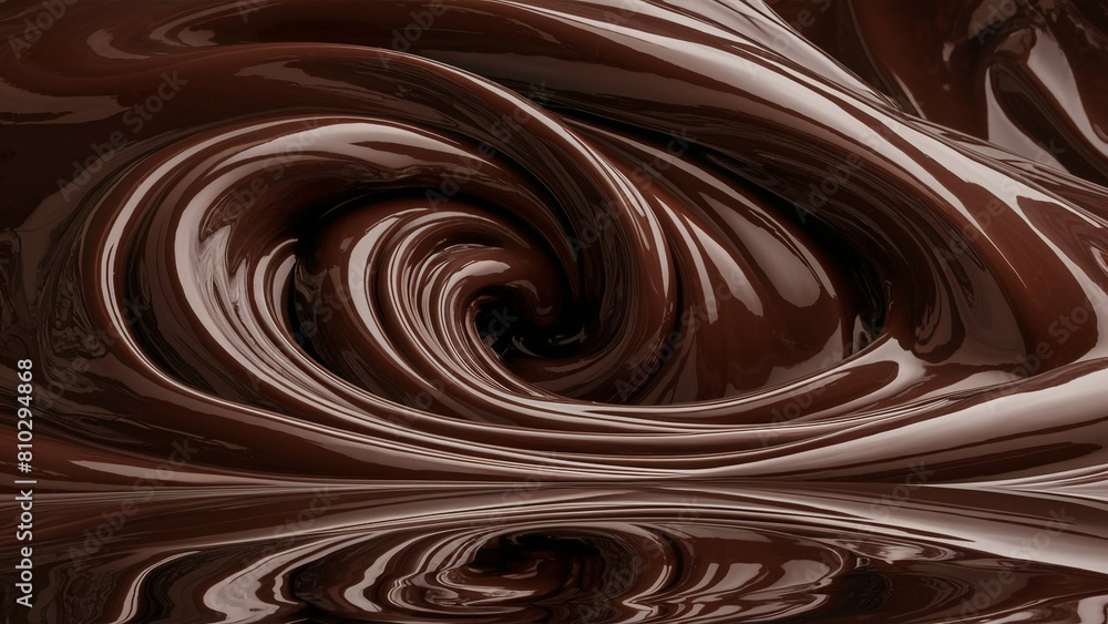 A stunning 3D render illustration of a close-up melted dark chocolate whirl. AI generated A stunning 3D render illustration of a close-up melted dark chocolate whirl. AI generated