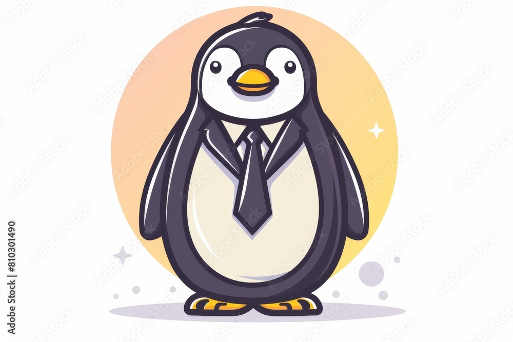 Obraz premium Lovely cartoon penguin in business attire representing professionalism with an adorable and friendly aesthetic