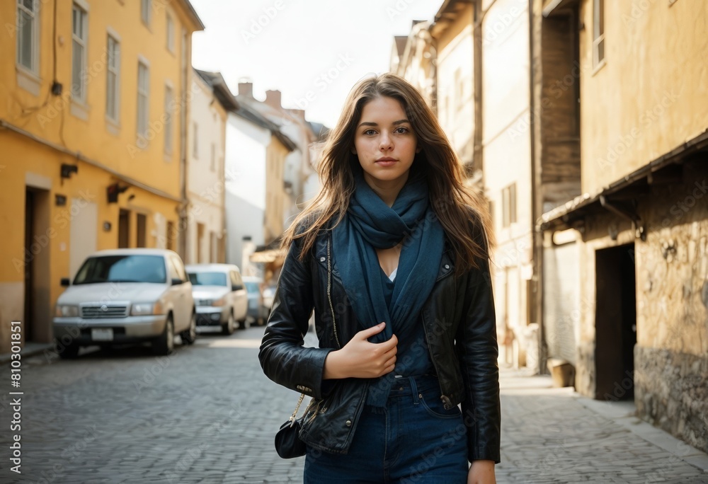 woman walking in the city