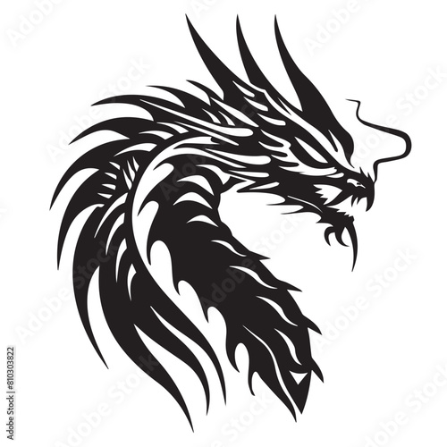 Dragon in cartoon  doodle style . Image for t-shirt  web  mobile apps and ui. Isolated 2d vector illustration in logo  icon  sketch style  Eps 10  black and white. AI Generative
