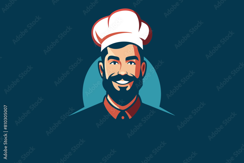 A cheerful chef illustrated in a stylized portrait A cheerful chef illustrated in a stylized portrait