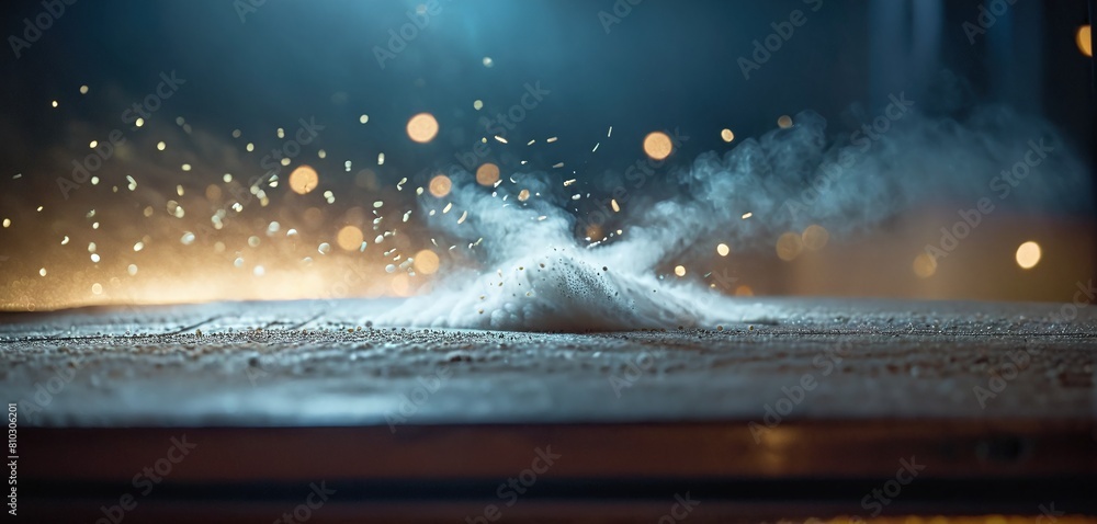 Fototapeta premium Close-up of colored dust particles are whirled up and released into the ambient air
