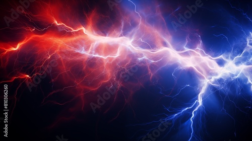 Vivid Representation of Electric Lightning Discharge with Red and Blue Plasma