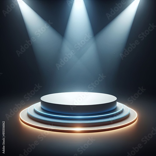 Studio with a podium and spotlights vector