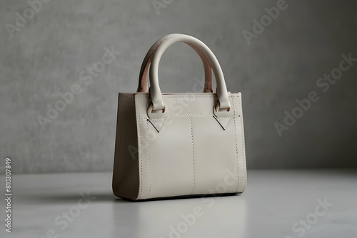 A sleek, minimalist purse with a simple white background, Highly details, upscaled image 