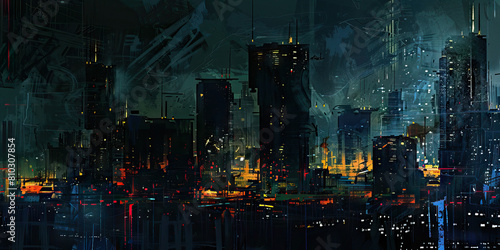 Dystopian Society  Abstract Urban Landscape with Dark Tones and Oppressive Atmosphere  Perfect for Dystopian or Social Commentary Plays