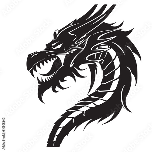 Dragon in cartoon, doodle style . Image for t-shirt, web, mobile apps and ui. Isolated 2d vector illustration in logo, icon, sketch style, Eps 10, black and white. AI Generative