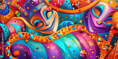 Carnival Extravaganza  Abstract Carnival Background with Bright Colors and Circus Elements  Perfect for Musical or Comedy Plays