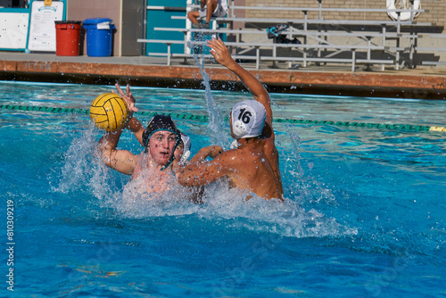 Obraz na płótnie High School water polo player shooting the ball.