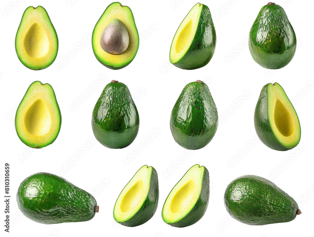A close-up image of a green avocado. The avocado is cut in half, with the pit removed. The avocado is ripe and has a creamy texture. A close-up image of a green avocado. The avocado is cut in half, with the pit removed. The avocado is ripe and has a creamy texture.
