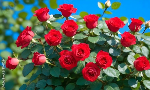 Red rose flowers background create with ai