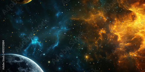 Space Odyssey  Abstract Cosmic Background with Stars and Planets  Ideal for Science Fiction or Space Exploration Plays