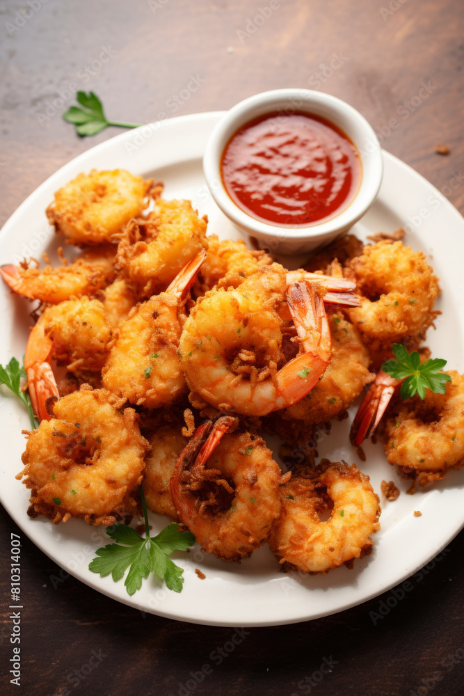 Coconut shrimp air fried or fried with dipping sauce Coconut shrimp air fried or fried with dipping sauce