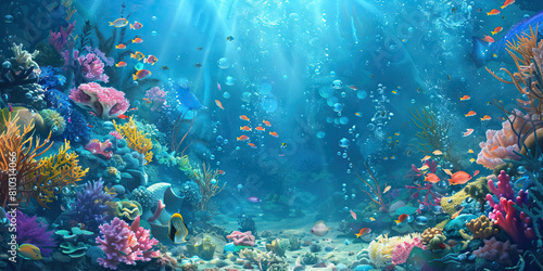 Underwater World  Abstract Underwater Scene with Marine Life and Coral  Ideal for Aquatic or Nautical Plays