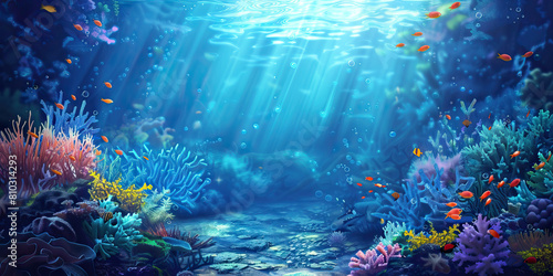 Underwater World  Abstract Underwater Scene with Marine Life and Coral  Ideal for Aquatic or Nautical Plays