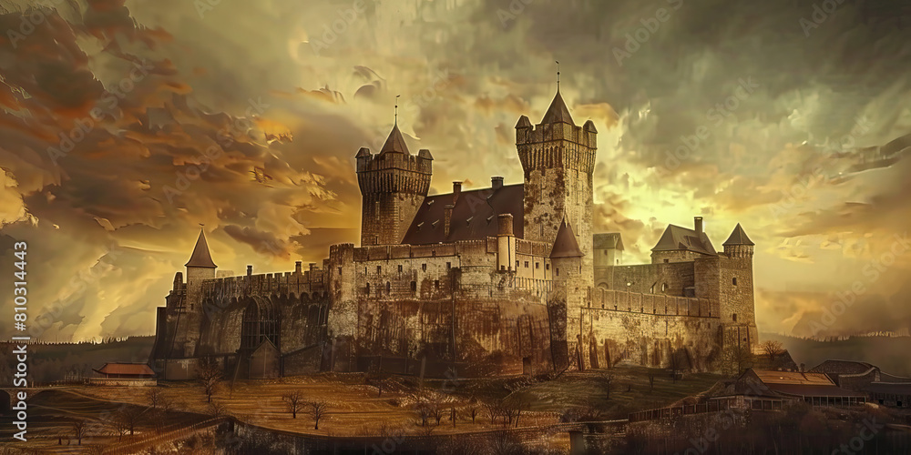 Historical Castle: Abstract Representation of a Medieval Castle, Perfect for Historical or Fantasy Dramas