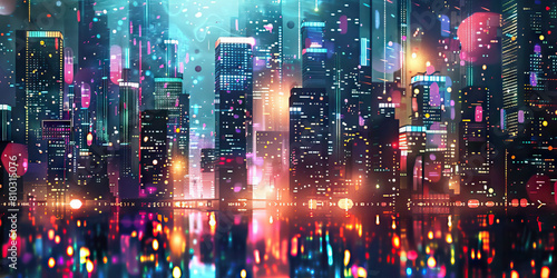 Futuristic Cityscape: Abstract Urban Landscape with High-Tech Elements, Suitable for Sci-Fi or Modern Plays