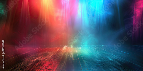 Dramatic Stage: Abstract Background with Deep Colors and Spotlight Effects, Evoking Theatrical Atmosphere