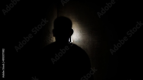 Enigmatic Silhouette Peeking Through Keyhole with Mystery