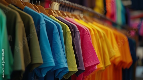 Colorful Plain T-Shirts on Clothing Rail