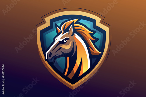 Stylized horse head coat of arms with a modern twist on a shield