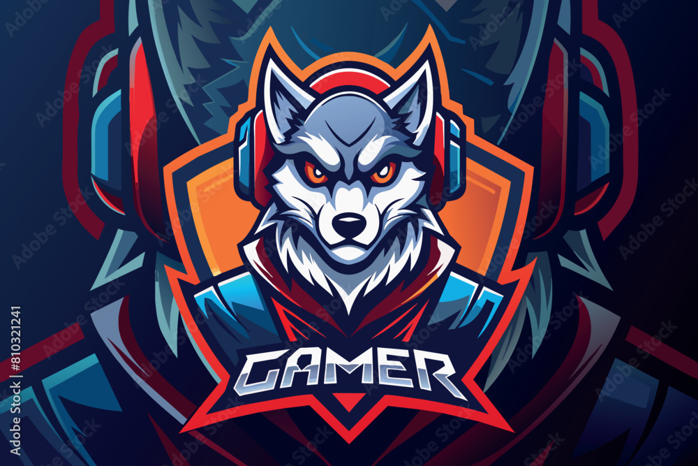 A stylized wolf head mascot logo for a gaming team A stylized wolf head mascot logo for a gaming team