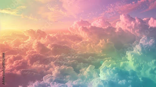 Abstract rainbow watercolor style cloud sky texture. © Elle Arden 