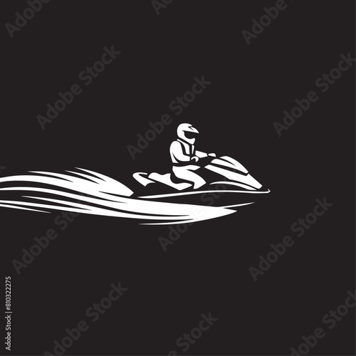 Jetski in cartoon, doodle style . Image for t-shirt, web, mobile apps and ui. Isolated 2d vector illustration in logo, icon, sketch style, Eps 10, black and white. AI Generative