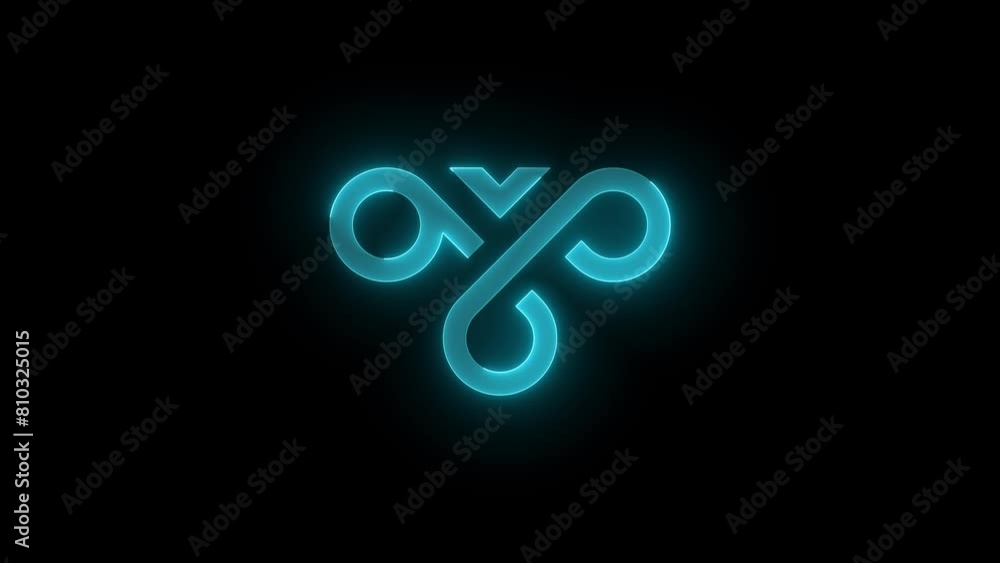 Neon VPN sign icon glowing neon cyan color animation black background Neon VPN sign icon glowing neon cyan color animation black background