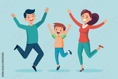 A group of individuals joyfully leaping into the air, displaying a moment of excitement and energy