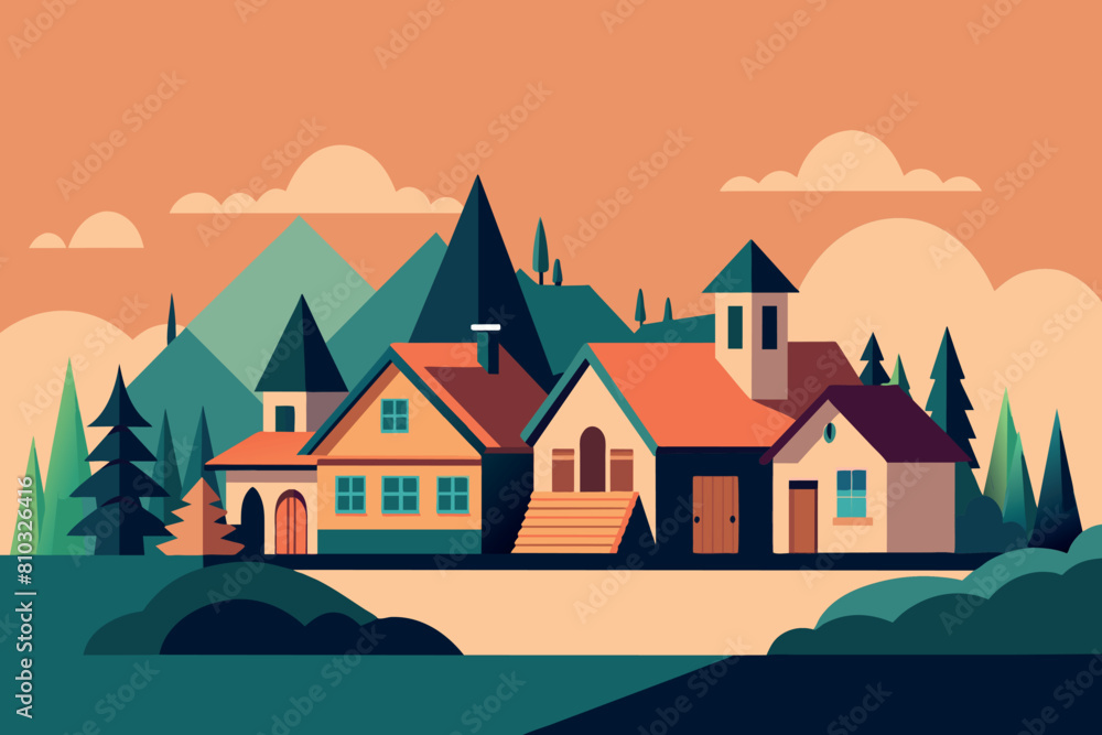 A house located in the center of a dense forest, surrounded by tall trees and greenery A house located in the center of a dense forest, surrounded by tall trees and greenery