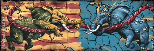 Editorial Cartoon Representing the Political Power Struggle in US Politics