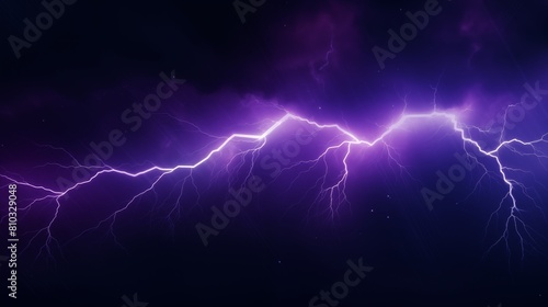 Powerful Purple Lightning Bolt Striking Across a Night Sky