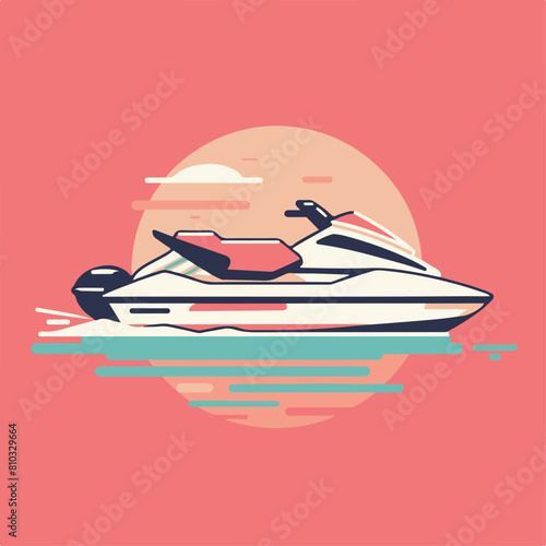 Jetski in cartoon, doodle style. Image for t-shirt, web, mobile apps and ui. Isolated 2d vector illustration in logo, icon, sketch style, Eps 10. AI Generative