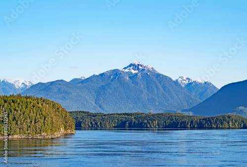 The Inside Passage offers magnificent coastal scenery with snow still on the tops of the mountains.