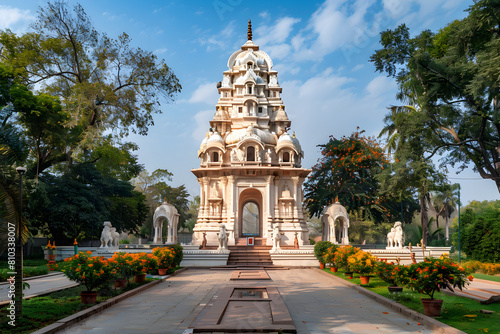 Magnificent View of the Chintaman Ganesh Temple in Ujjain, India amid Lush Green Nature