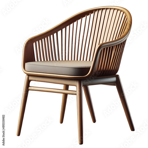 Stylish wooden chair on a transparent background. A Sense of Relaxation  The Calm of Warm Colors and Textures.  AI Generation.