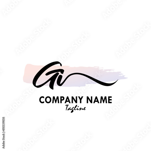 GI Watercolor Initial Logo Design Vector